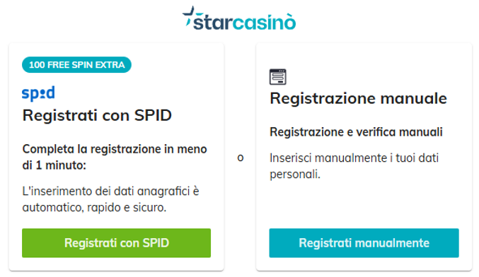 creazione di un conto al star casino 